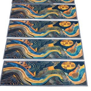 Dark step covering, Treads with landing, Chenille stair rug, Modern stair steps, Everyday step rug, Stair runner rug, Non slip rug, RB-197