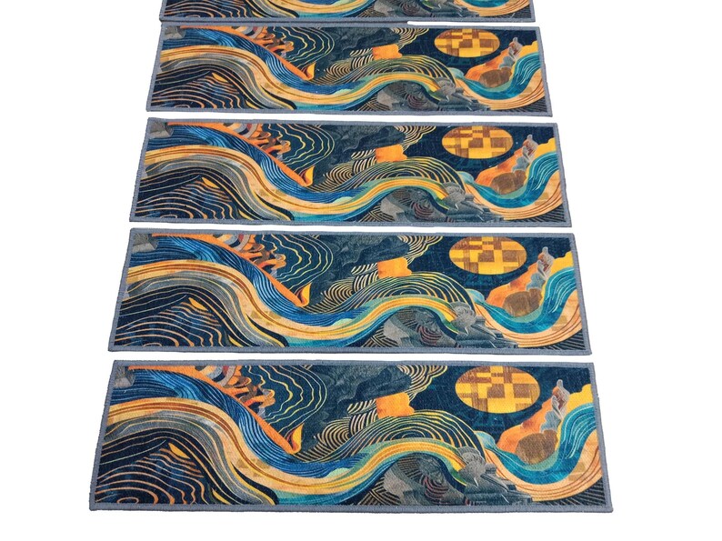 Dark step covering, Treads with landing, Chenille stair rug, Modern stair steps, Everyday step rug, Stair runner rug, Non slip rug, RB-197