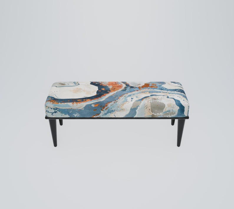 Unique design bench, Small rustic bench, Bohemian bench, Modern shoe bench, Hand crafted ottoman, Retro bench, Kitchen bench, RB bench 727