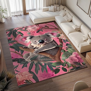 Koala print rug, Lovely rug, Chic room rug, Foldable rug, Contemporary rug, Saloon rug, Home entrance rug, Bedroom rug, Guest rug, RB-651