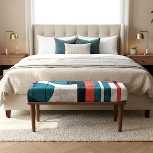 Elegant seating bench, Regular bench, Ottoman style bench, Handmade bench, Upholstered bench, Dining table bench, Kitchen bench, RB bench 02