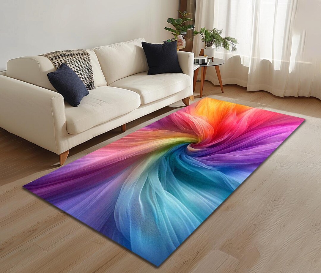 Colorful Rug, Silky Looking Rug, 3D Print Rug, Small Size Rug, Comfort ...