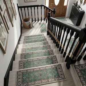 Peldaños lavables, Cubrepeldaños a medida, Alfombra decorativa para escaleras, Peldaños con rellano a juego, Alfombrilla antideslizante para escaleras, RB-1941