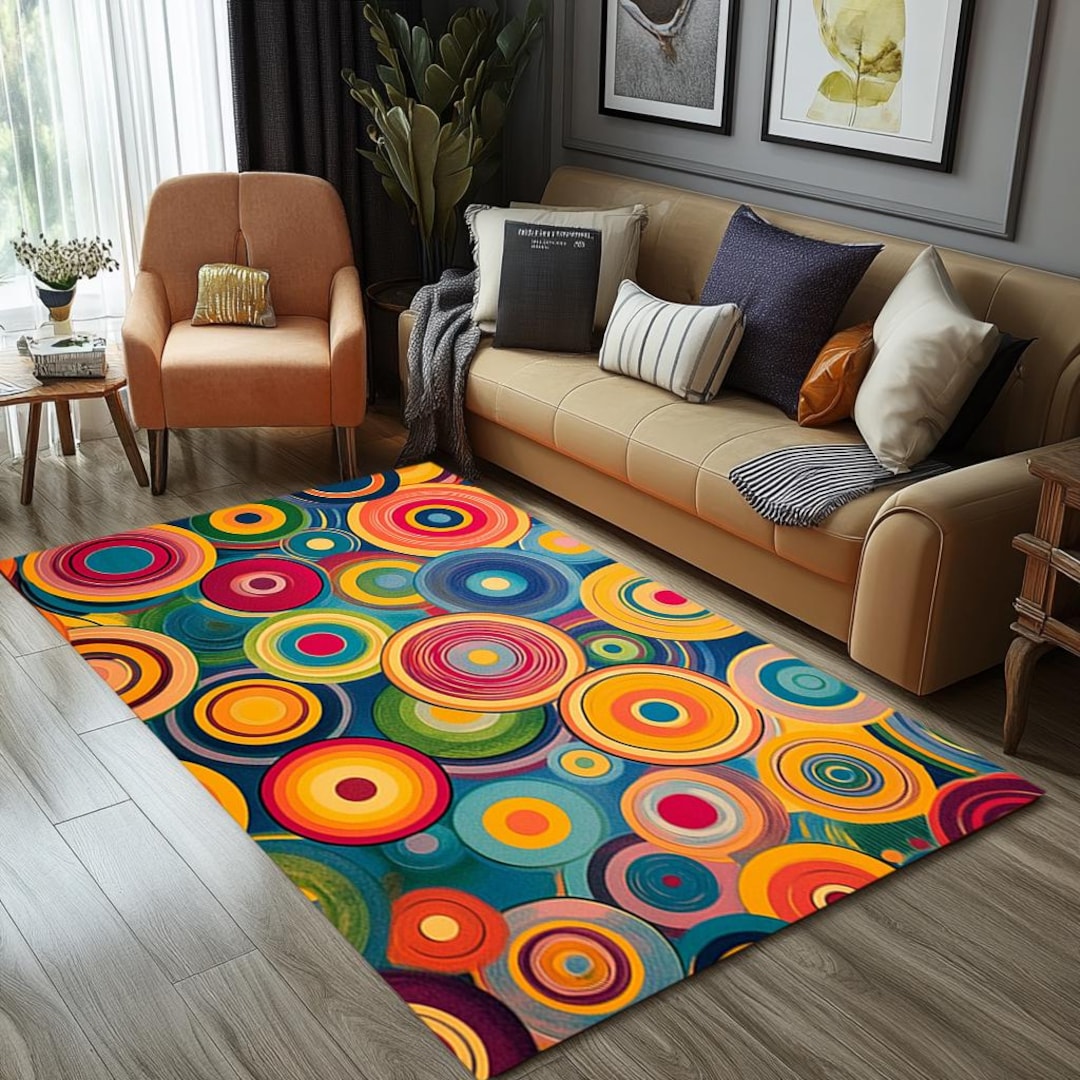Colorful Area Rug, Modern Design Rug, Soft Textured Rug, Multicolor ...
