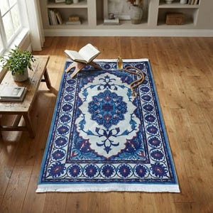 Large Mosque-Design Prayer Rug Carpet Style for Home, Soft Thick Turkish Janamaz Rug Luxury Ramadan Gift, Prayer Mat for Daily Salah,RB-2070