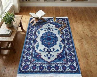 Large Mosque-Design Prayer Rug Carpet Style for Home, Soft Thick Turkish Janamaz Rug Luxury Ramadan Gift, Prayer Mat for Daily Salah,RB-2070