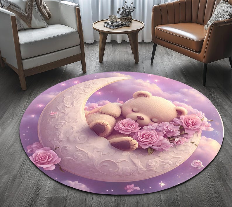 Purple home - purple teddy bear print rug