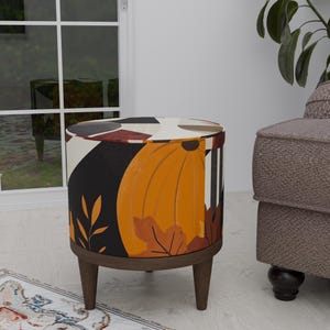 Fall theme footstool, Shoes pouf stool, Comfortable footrest, Handmade chair, Round piano seat, Corner plant table, Round floor table