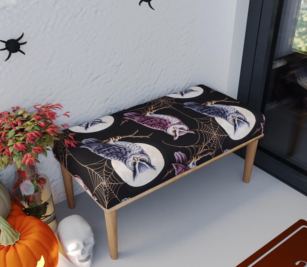 Haunted Bench Haunted Bench, Bench With Owl, Night Theme Pouf, Living Room Accent ...