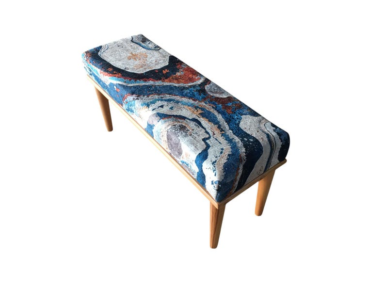 Unique design bench, Small rustic bench, Bohemian bench, Modern shoe bench, Hand crafted ottoman, Retro bench, Kitchen bench, RB bench 727