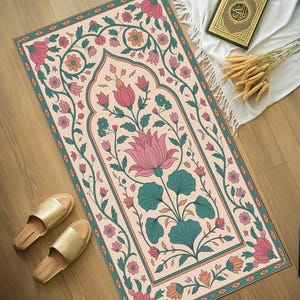 Handmade Woven Turkish Prayer Rug Premium, Large Mosque-Style Muslim Prayer Rug at Home, Muslim Prayer Rug Learning Aid, Salah Mat, RB-2060