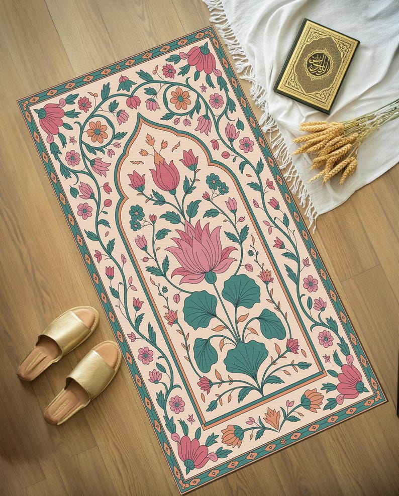 Handmade Woven Turkish Prayer Rug Premium, Large Mosque-Style Muslim Prayer Rug at Home, Muslim Prayer Rug Learning Aid, Salah Mat, RB-2060