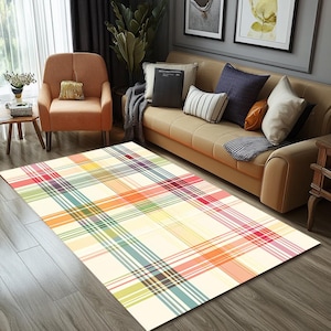 Geometric printed rug, Washable rug, Low pile rug, Striped rug, Patio rug, Living room rug, Bohemian rug, Bath rug, Anti slip rug, RB-1473