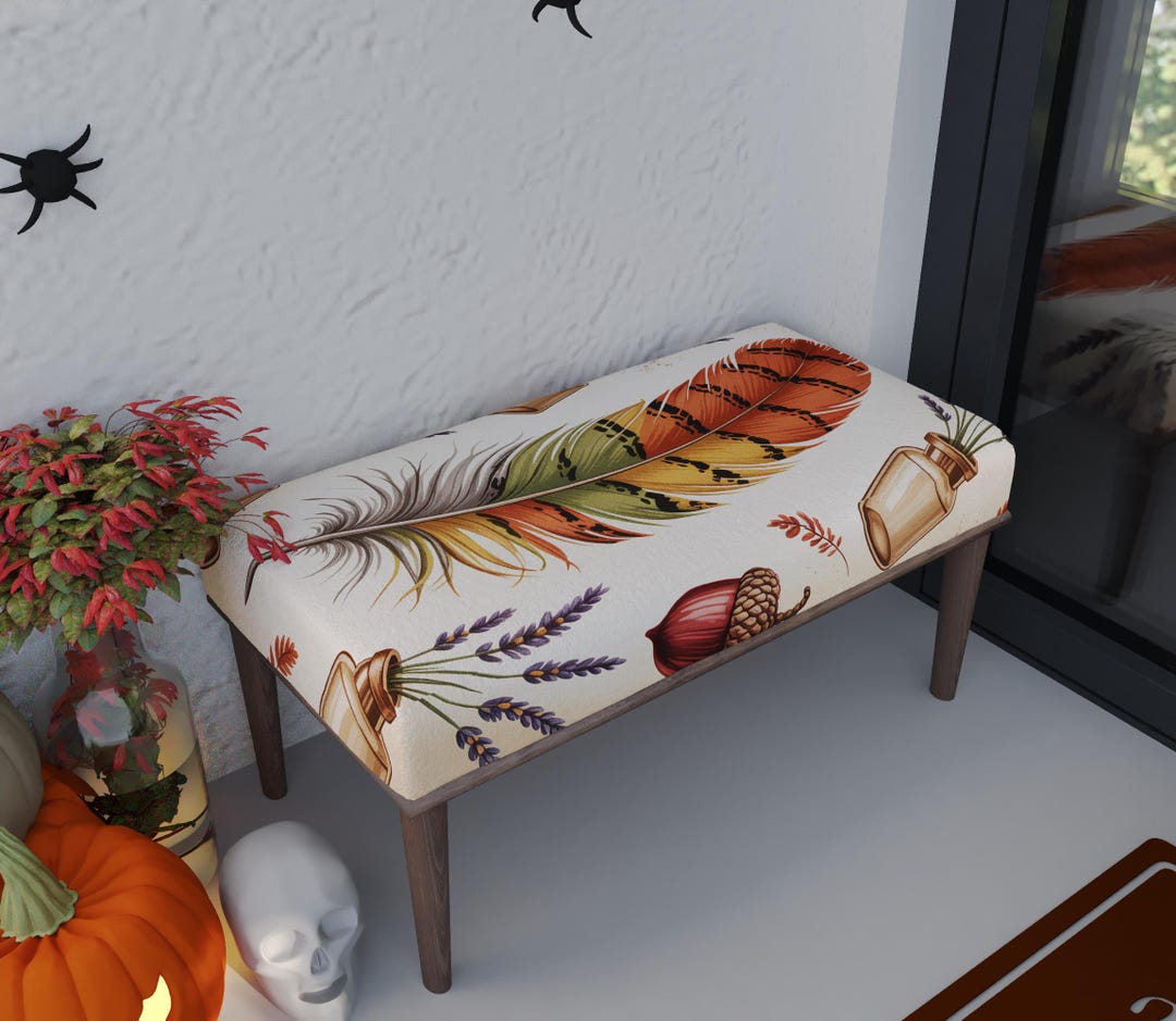 Feather Motif Bench, Sleeper Bench, Ottoman Tea Table, End of Bed Bench ...