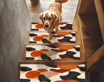 Geometrische Stufenmatten, High-End-Treppenstufen, Boho-Treppendecke, rutschfeste Stufenmatte, RB-41
