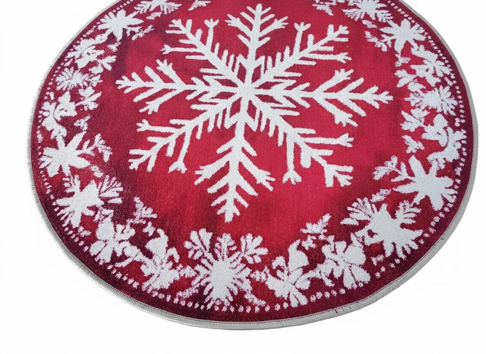 Round Blue Snowflake Rug Snowflake Pattern Rug, Round Rug, Door Mat Rug, Turkish Print Rug ...