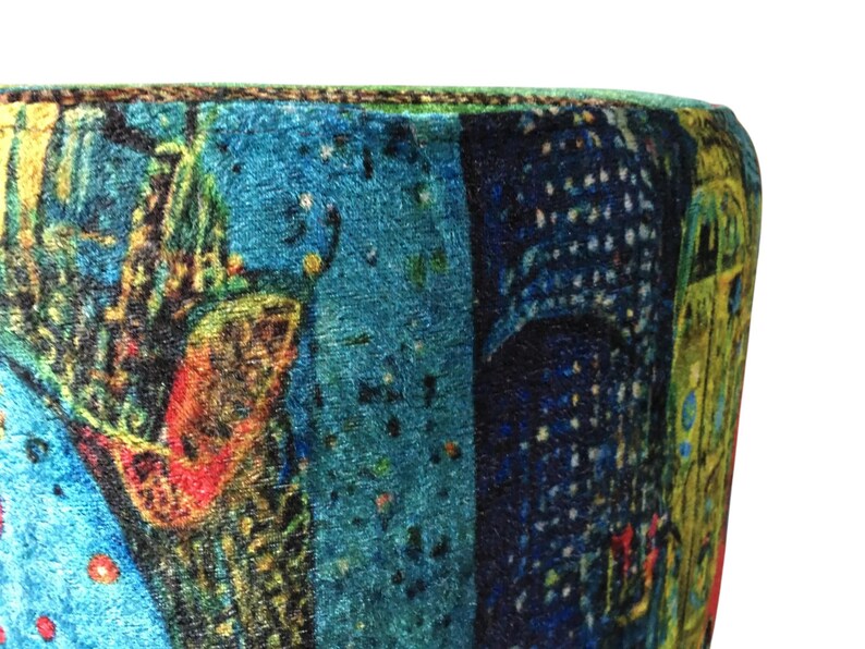 Vibrant color pouf, Upholstered footrest, Frontdoor bench, Artistic furniture, Modern home stool, Designer footstool, Luxury round seat