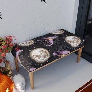 Full moon bench, Witch theme bench, Dark home decor, Stylish furniture, Aesthetic stool, Handmade bench, Ottoman tea table, RB bench 1881
