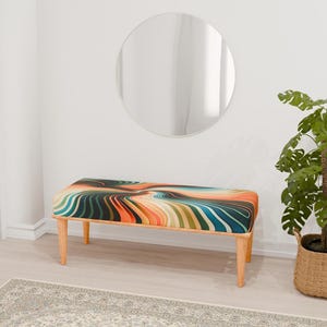 Custom colors bench, Small wood bench, Ottoman cozy bench, Area bench, Bespoke bench, Unique bench, Living room bench, RB bench 84