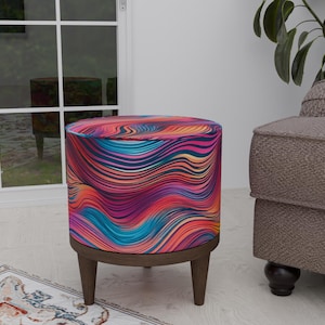 Rainbow colors  pouf, Vanity footstool, Round bedroom decoration, Versatile footrest, Luxury stool, Handmade ottoman stool, Bright footrest