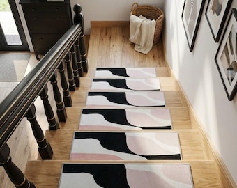 Stair rug for pets, Washable step covering, Steps safety rug, Classic stair treads, Low pile stair treads rug, Modern step mats, RB-255