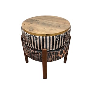 Wild Safari Striped Leopard Stool | Reversible Animal Print Coffee Table RB 2118/2149