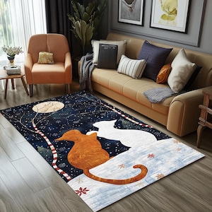 Rug With Cats, Extra Large Door Mat, Floor Protector Rug, Washable Area Rug, Resistant Rug, Long Lasting Rug, Non Slip Rug, RB-1322