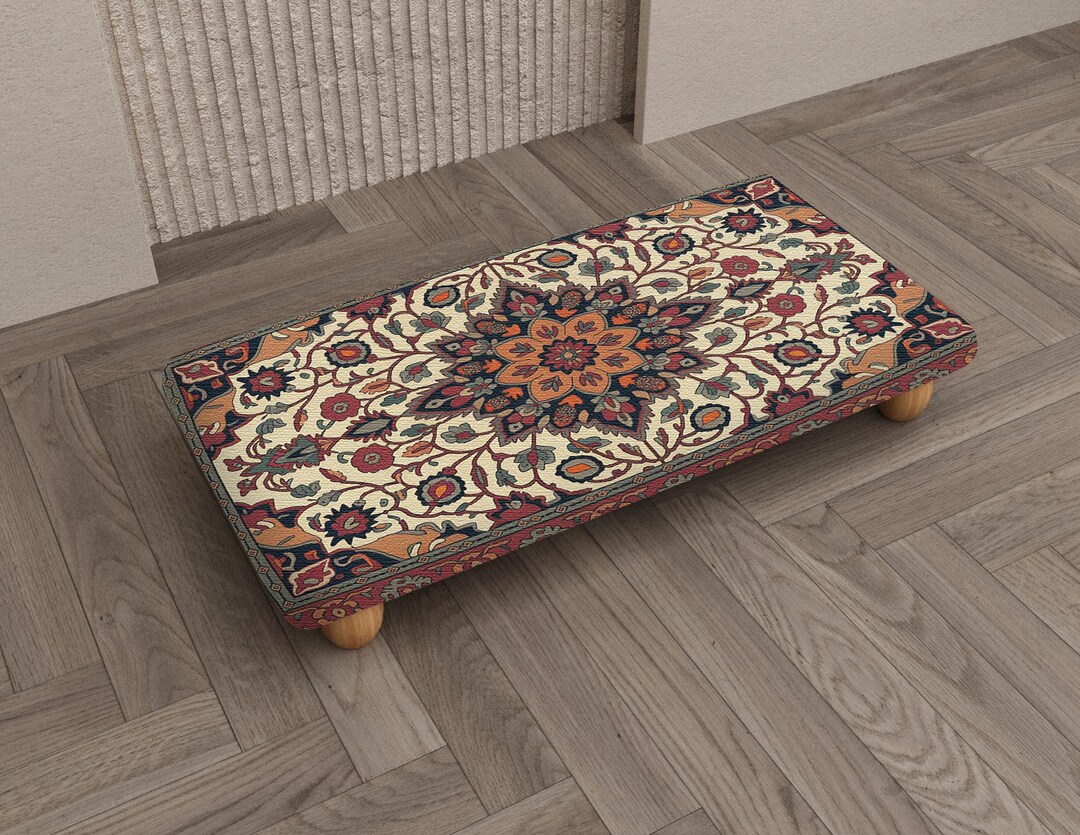 Riser Rug Traditional Oriental Rug Wood Riser | Floral Medallion Home Style Seat ...