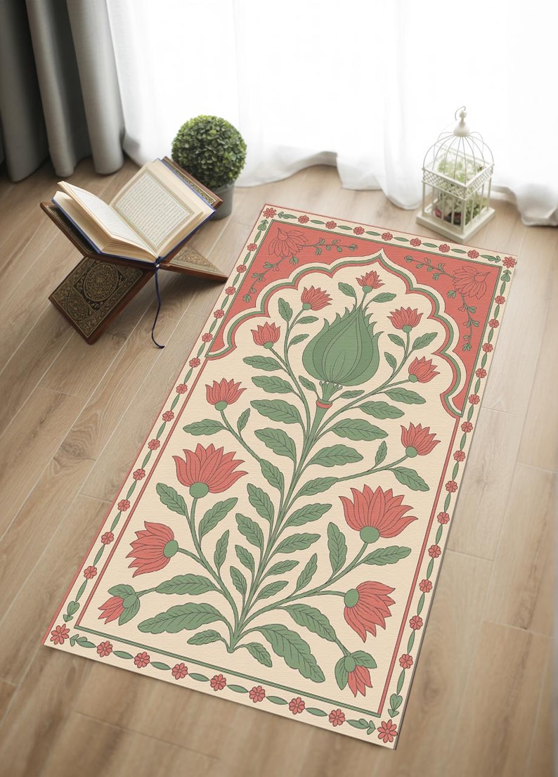 Foldable Prayer Rug, Washable Prayer Rug, Premium Colleciton Prayer Rug, Luxury Thick Prayer Mat Rug, Islamic Prayer rug, Gift Rug, RB-2057