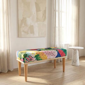 Floral bench, Ottoman mid table, Velvet bench, Fireplace bench, Premium art bench, Primitive bench, Doorway bench, Boho bench, RB bench 681