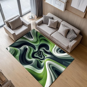 Garden decorative rug, Green color rug, Abstract design runner, Kitchen rug, Dining room rug, Under bench rug, Bedside runner, RB-90