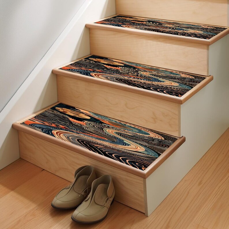Dark step covering, Treads with landing, Chenille stair rug, Modern stair steps, Everyday step rug, Stair runner rug, Non slip rug, RB-197