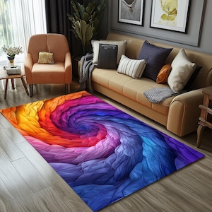 Purple rug, Vortex print rug, Bohemian rug, Patio floor rug, Decorative rug, Machine washable rug, Everyday rug, Non slip back rug, RB-1206