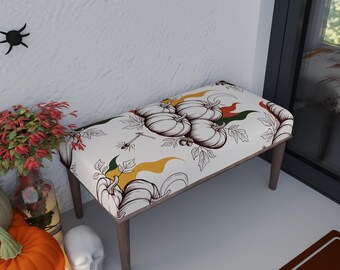 Autumn home decor, Pumpkin bench, Halloween seating, Kitchen table chair, Ottoman side table, Premium art pouf, Cool footrest, RB bench 1814