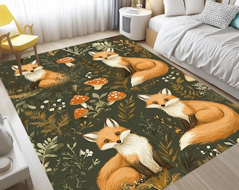 Tapijt met vossenprint, boerderijdecoratie, gezellig tapijt, antislip rugtapijt, modern designtapijt, chique salontapijt, vlekbestendig tapijt, RB-663