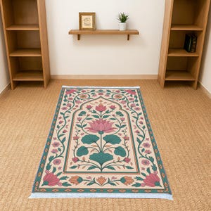 Handmade Woven Turkish Prayer Rug Premium, Large Mosque-Style Muslim Prayer Rug at Home, Muslim Prayer Rug Learning Aid, Salah Mat, RB-2060