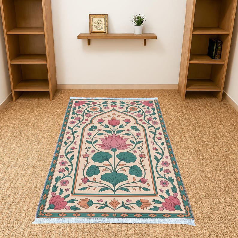 Handmade Woven Turkish Prayer Rug Premium, Large Mosque-Style Muslim Prayer Rug at Home, Muslim Prayer Rug Learning Aid, Salah Mat, RB-2060