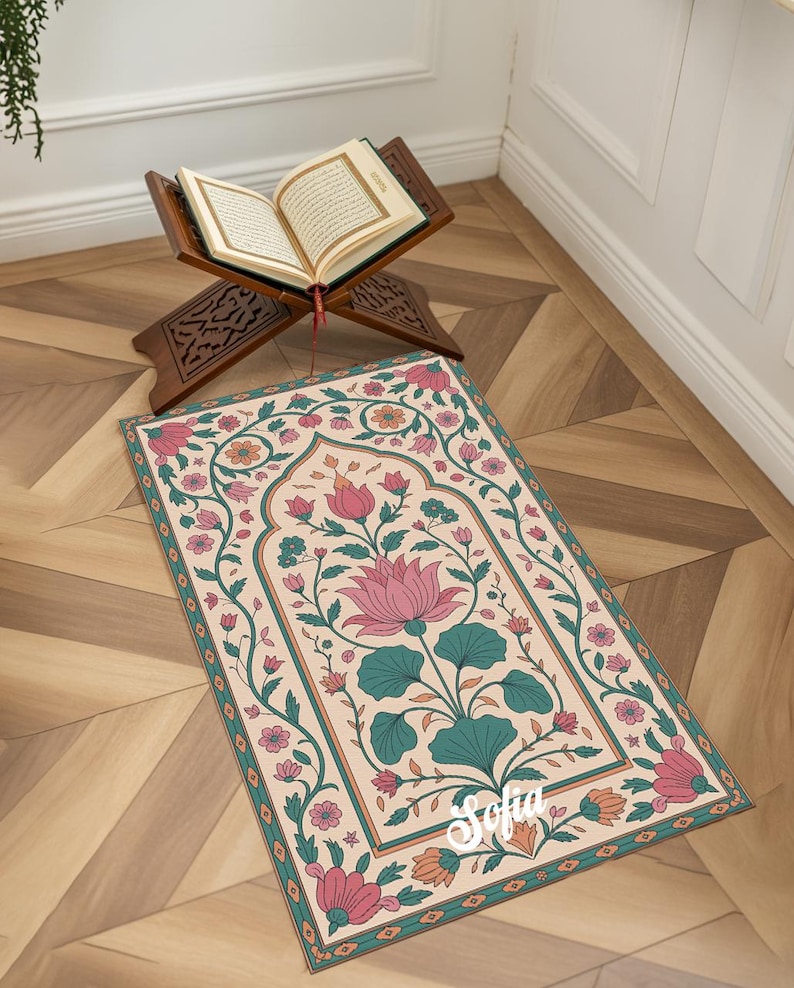 Handmade Woven Turkish Prayer Rug Premium, Large Mosque-Style Muslim Prayer Rug at Home, Muslim Prayer Rug Learning Aid, Salah Mat, RB-2060
