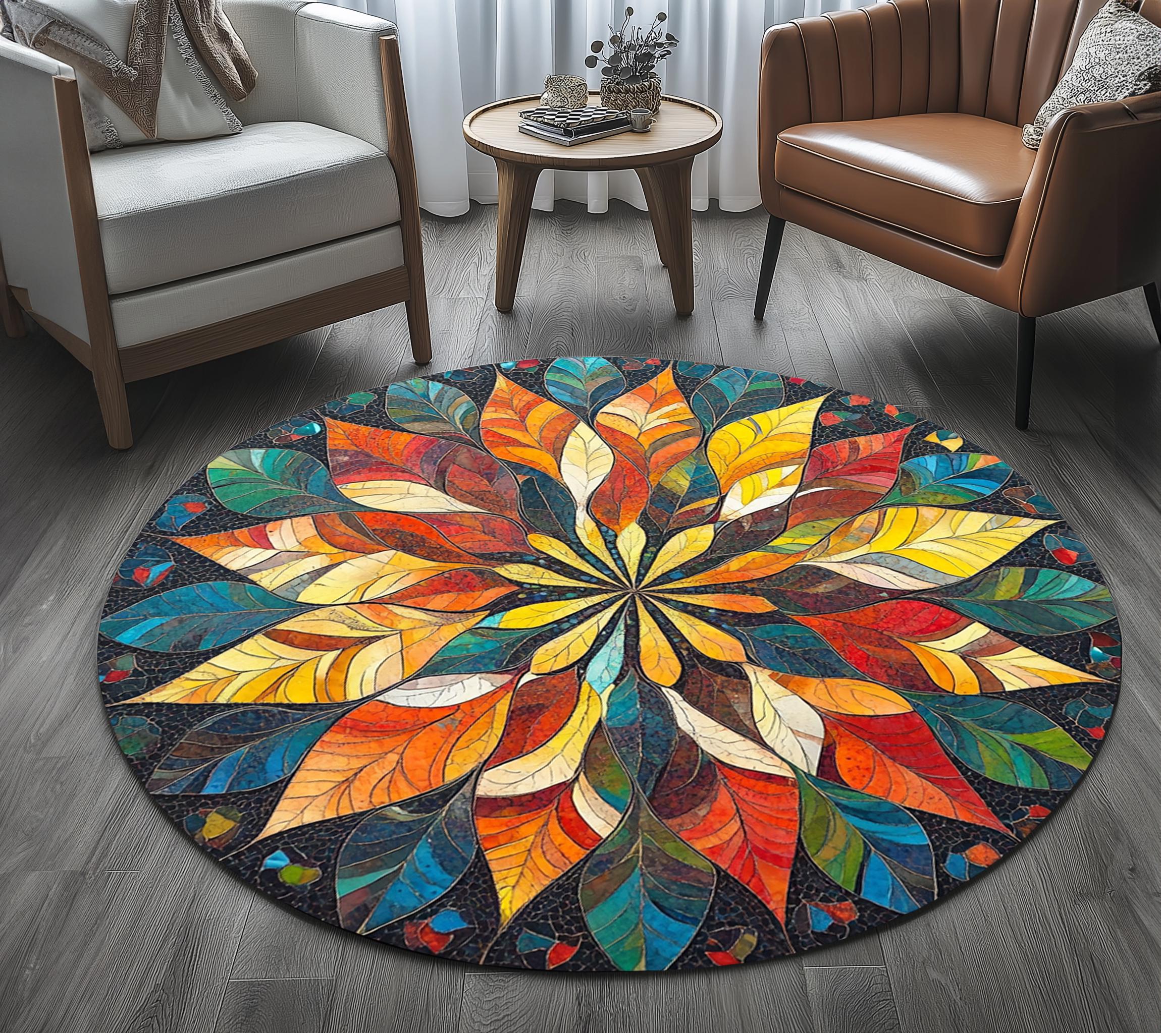 Simple Flower Pattern Rugs Bright Color Rug, Flower Pattern Rug, Print Rug, Cool Area Rug, Round ...