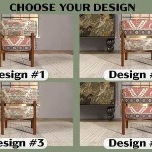 The image is a collage of four images, each depicting a different design of a chair. The chairs have a floral pattern on the seat and backrest. The images are arranged in a grid format, with each design displayed in a separate frame.