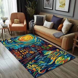 Nature inspired rug, Low pile rug, Runner rug, Contemporary rug, Landscape print rug, Lovely rug, Non slip rug, Cool area rug, RB-823