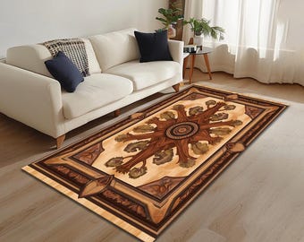 Teppich mit Holzoptik, Ästhetischer Läuferteppich, Naturinspirierter Teppich, Moderner Teppich, Beliebter Teppich, Rutschfester Teppich, Galerieteppich, Teppich im Boho-Stil, RB-371