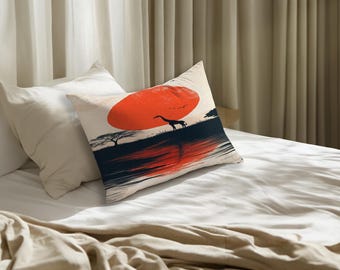 Cojín con estampado de jirafa, funda de almohada inspirada en la naturaleza, regalo para amantes de la naturaleza, cojín de Acción de Gracias, cojín bohemio, cojín con cremallera, RB-305
