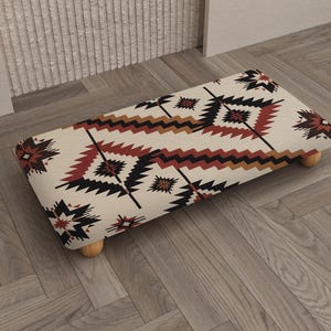Aztec Southwest Pattern Wood Riser | Tribal Geometric Home Interior, RB-2460