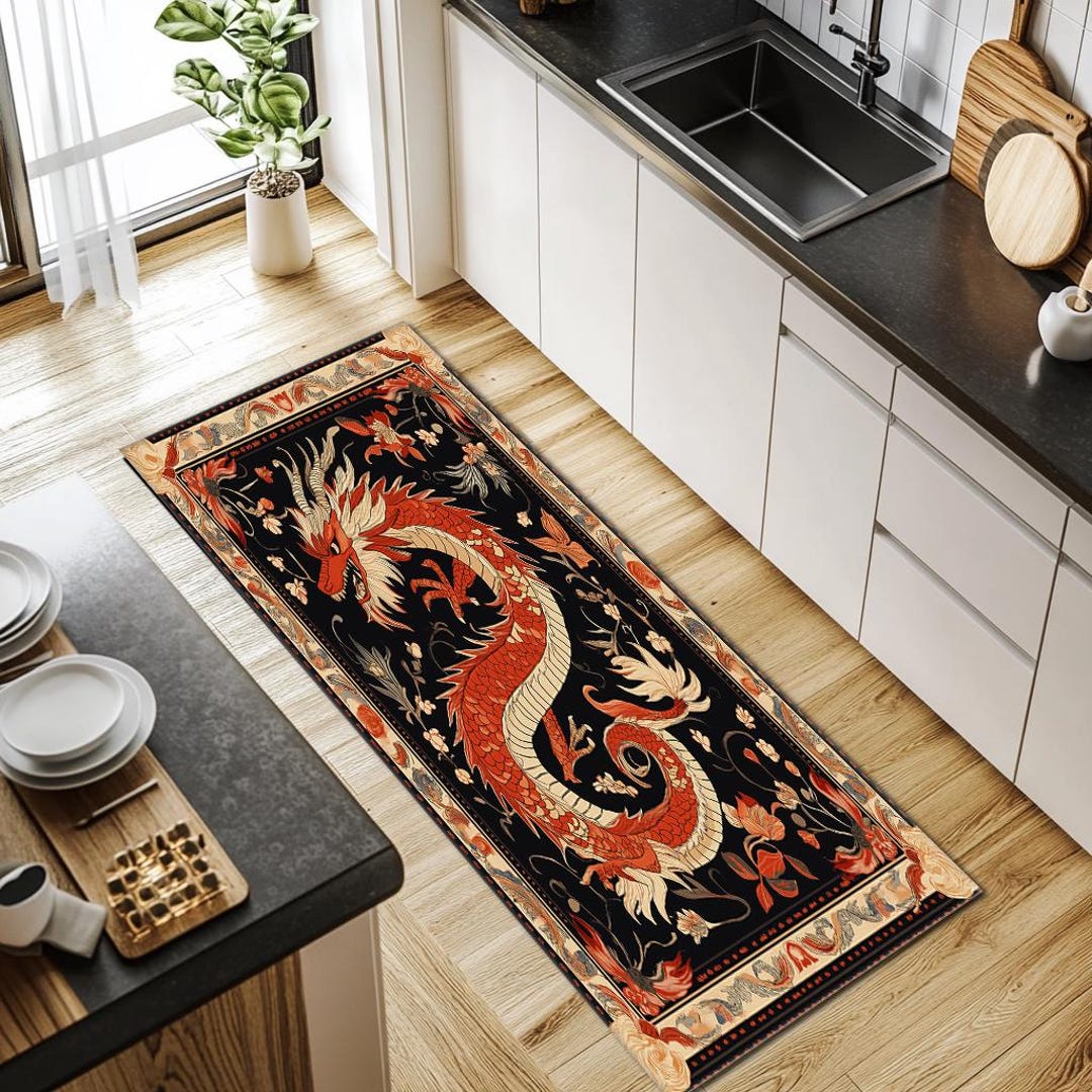 Pictorial Rug, Dragon Print Rug, Chinese Style Rug, Aesthetic Rug ...