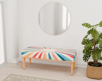 Bank met strepen, kleurrijke bank, standaard bank, klassieke bank, schoenenbank voor in de deuropening, elegante bank, bank met structuurbekleding, RB bank 1004