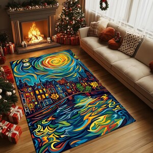 Nature inspired rug, Low pile rug, Runner rug, Contemporary rug, Landscape print rug, Lovely rug, Non slip rug, Cool area rug, RB-823