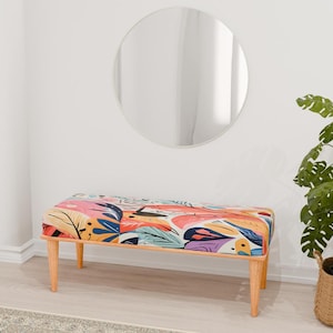 Floral bench, Colorful bench, Bench seat, Table saw bench, Nomadic bench, Mudroom bench, Ottoman area bench, Bespoke bench, RB bench 01