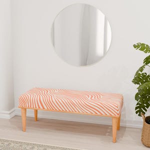 Orange zebra pattern bench, Cozy seating, Solid wood bench, Chester bench, Ottoman bench piano, Eclectic bench, Planter bench, RB bench 212