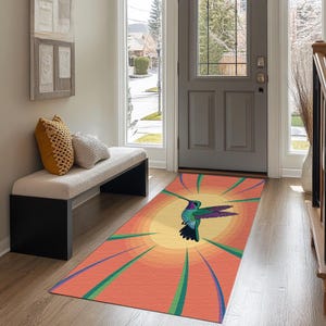 Bird pattern rug, Pop orange rug, Animal pattern rug, Birthday gift rug, Colorful rug, Summer theme rug, Easy to care rug, Cute rug, RB-1677